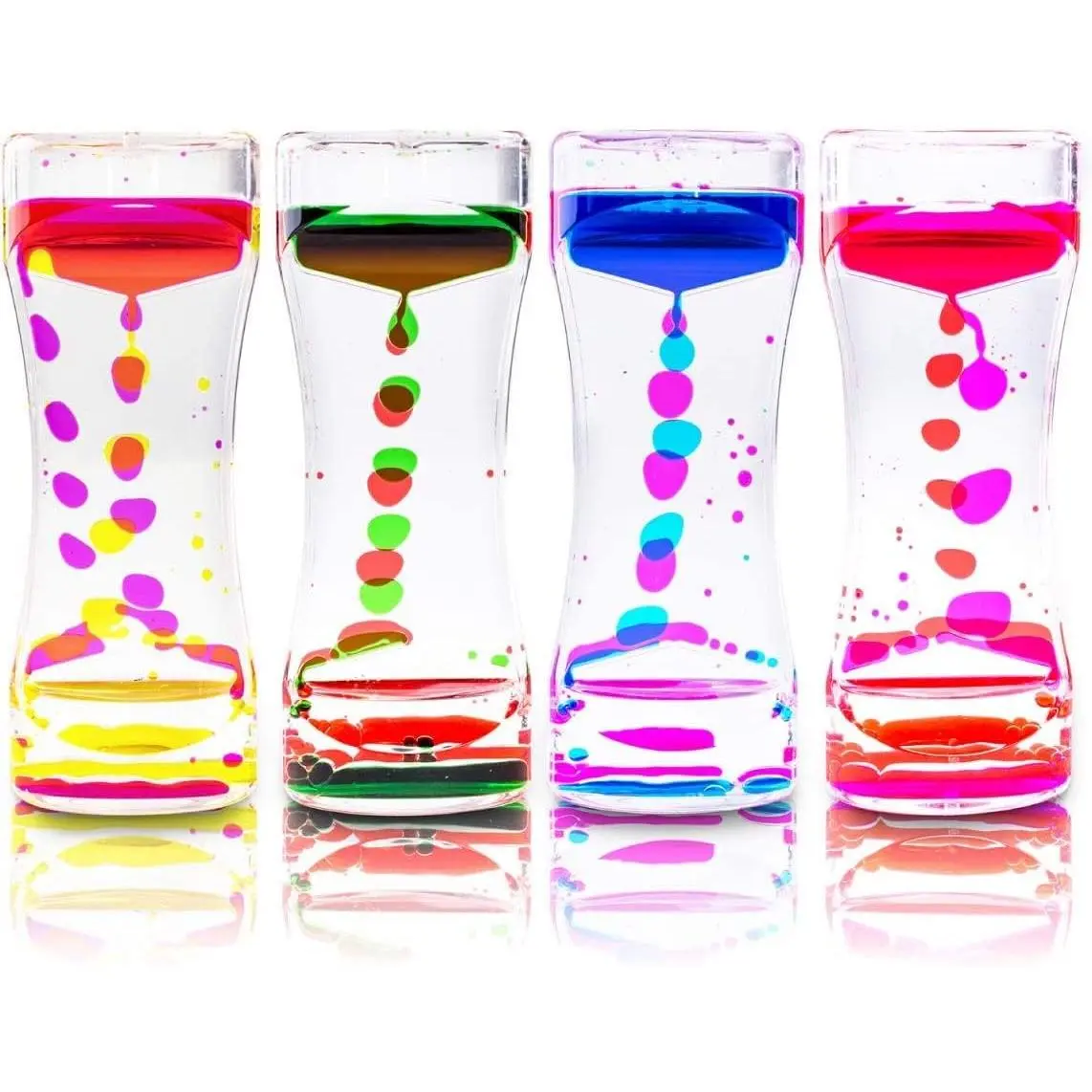 Liquid Motion Bubbler for Sensory Play, Fidget Toy, Children Activity, Desk Top, Assorted Colors (4 Pack)fidget toys