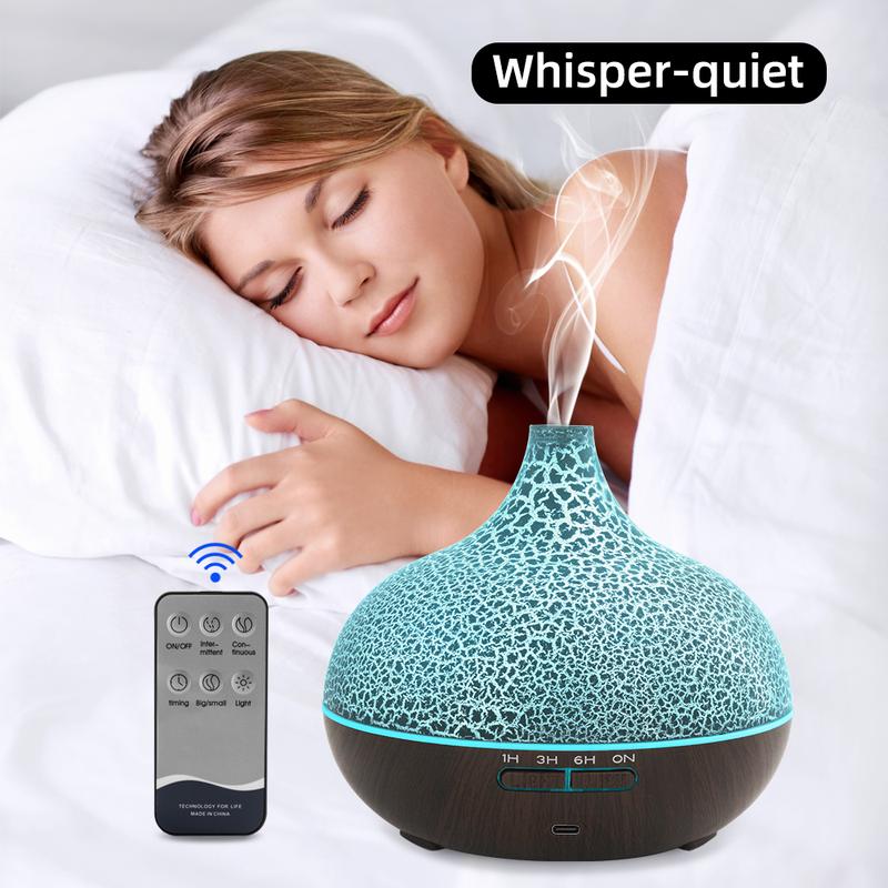 550ml Aromatherapy Essential Oil Diffuser, Auto Shut Off, Ultra Quiet for Home Office, Humidifier for Sleep, Crack Design