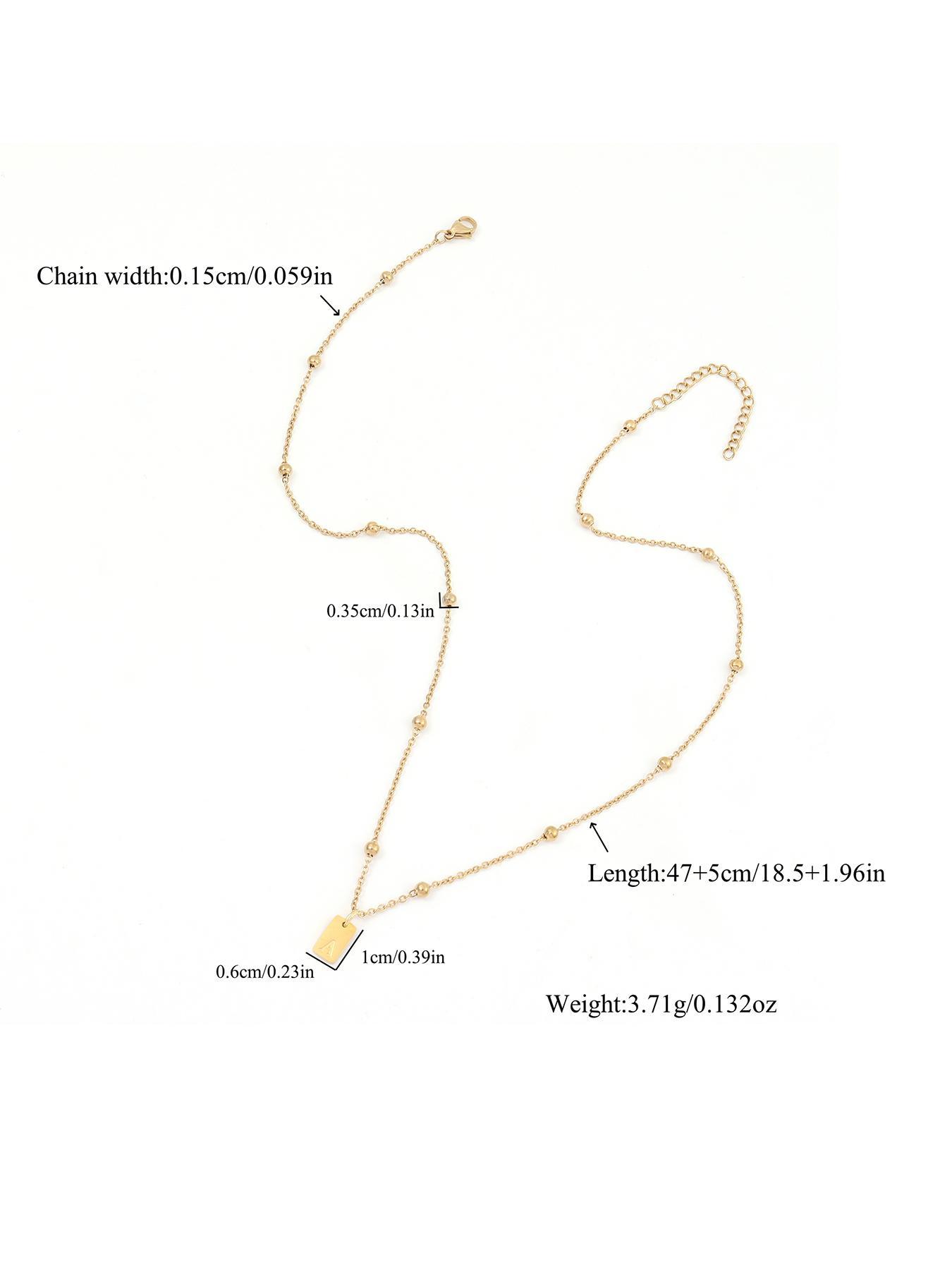 Rectangle Initial Letter Necklace & Necklets, Decorative Necklace, Accessory Necklace for Women, Stainless Steel Jewelry for Party, Daily Clothing Decor, Trendy All-match & Exquisite Jewelry for Birthday Gift