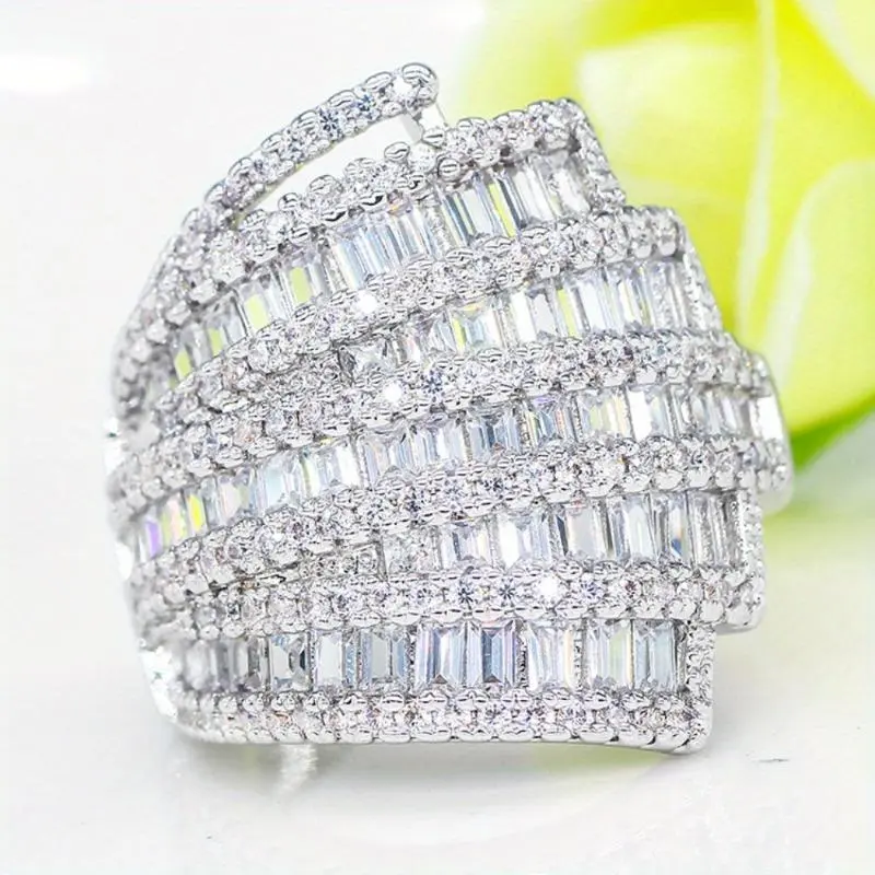Shiny Gorgeous Channel-Style Hiphop Ring with Round Zircon, Fashion Ring for Men and Women, Perfect for Wedding, Engagement, Promise, Eternity, Anniversary and Holiday Gifts  Rings Stackable Rings