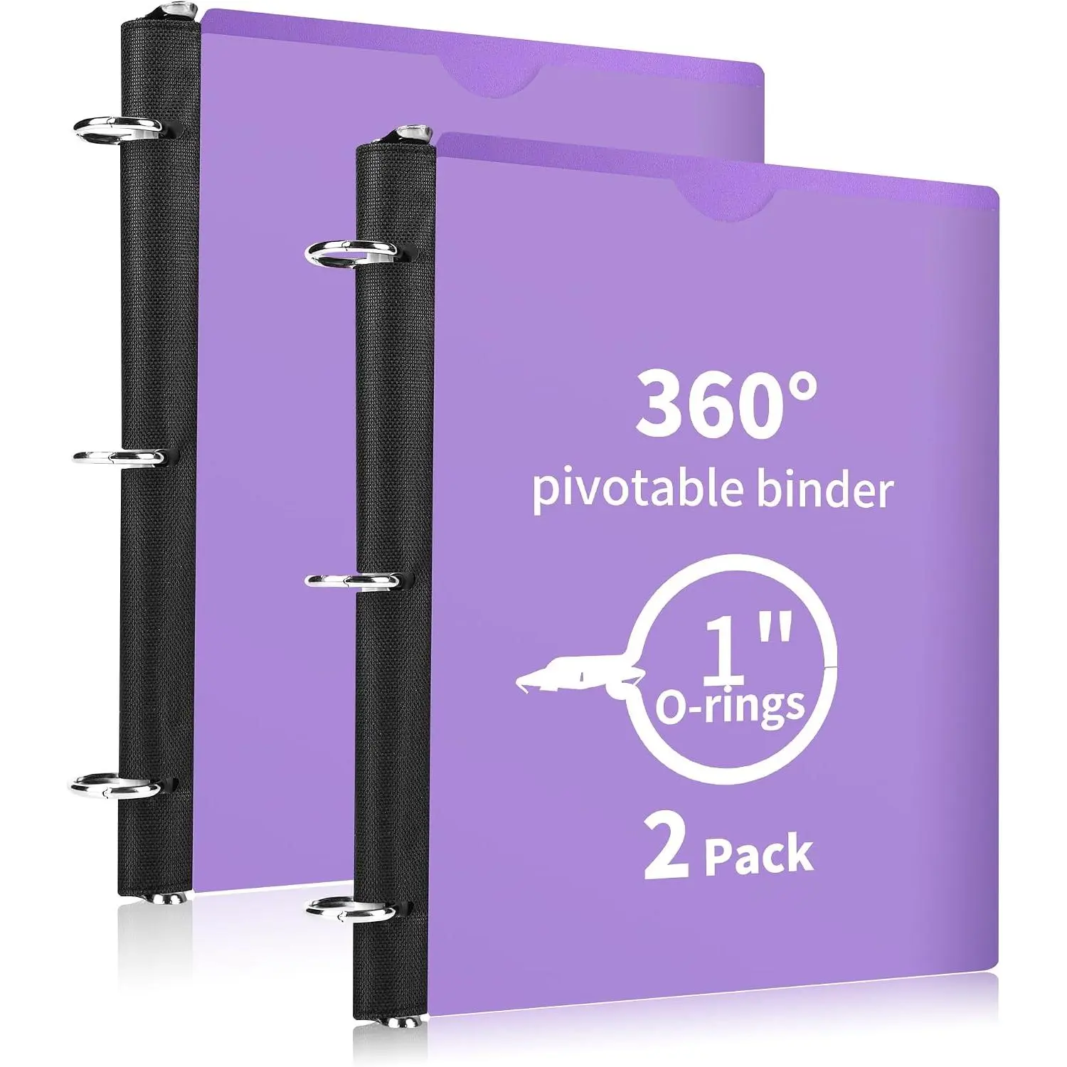 360° Pivotable 3 Ring Binder, Upgraded Foldable Binders 1 inch 2 Pack, Thin Small Three Ring Binder Fits 8.5" x 11", for , School and Office Binders Supplies -