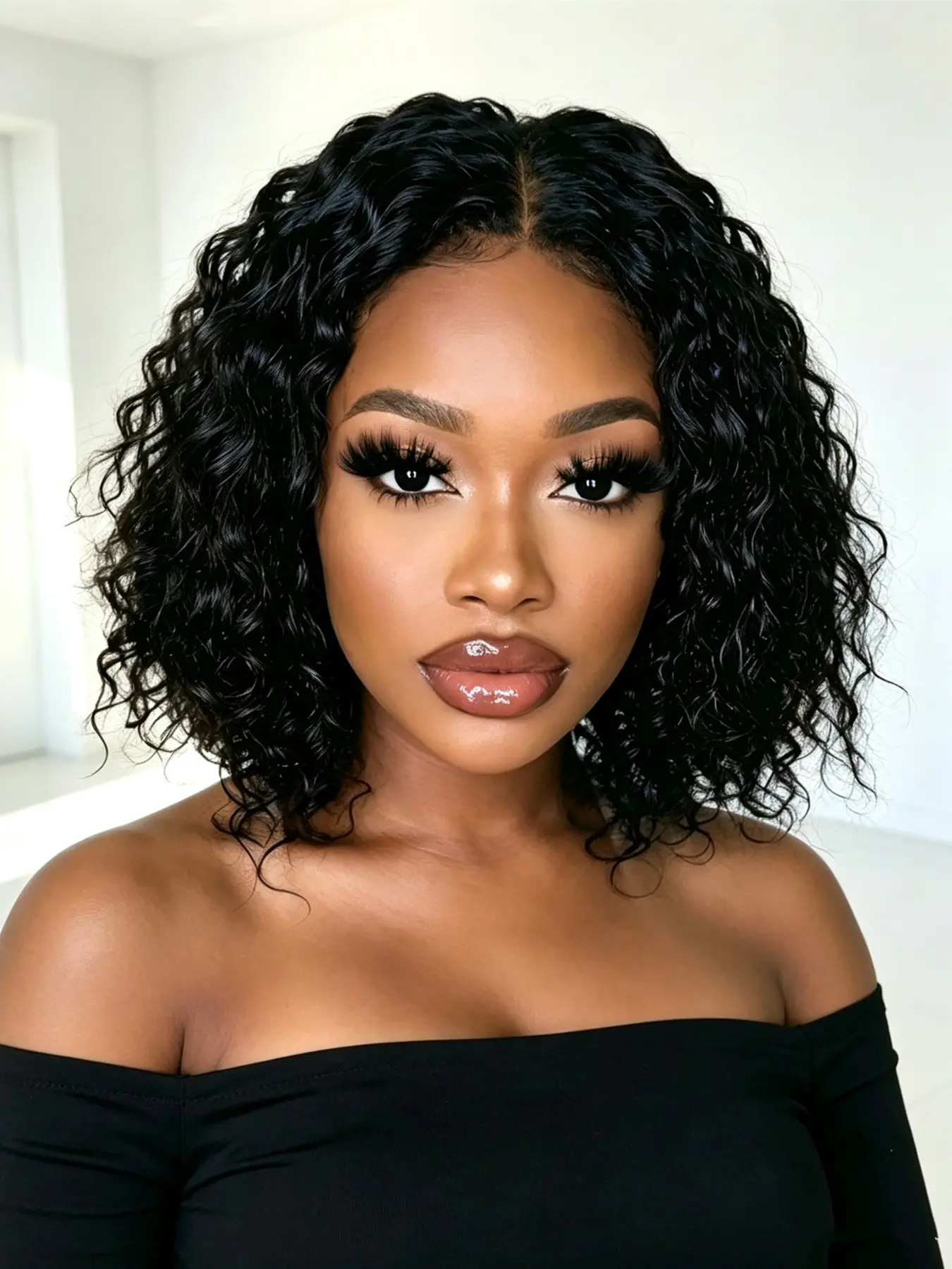 4X4 lace wig jerry curly bob human hair wig black color wig human hair wig for women daily party cosplay use gift wig