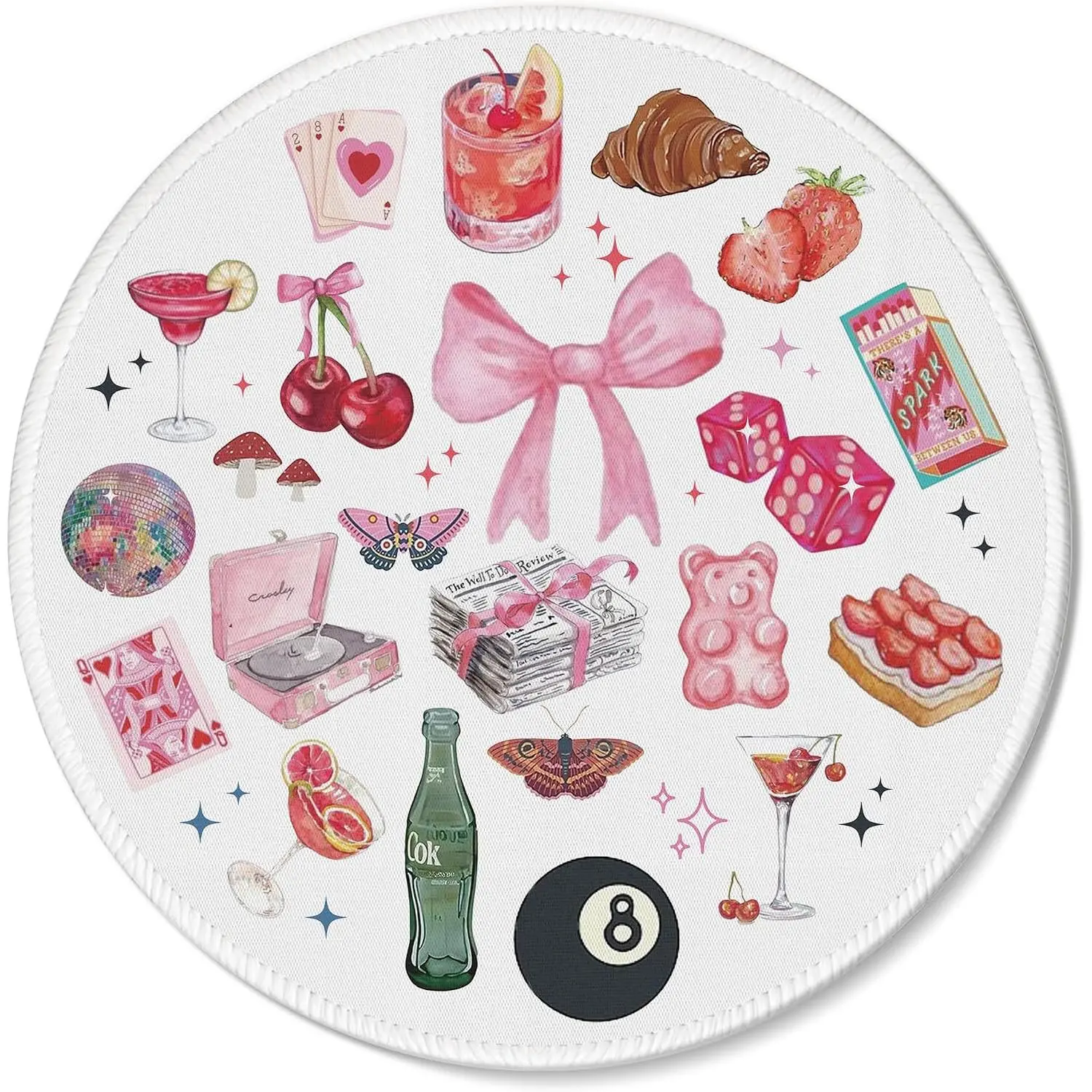 Pad, Y2K Aesthetic Preppy Cute Girly Collage Mousepad for Desk Laptop , Trendy Office Supplies  Desk Accessories,7.9x7.9,C070