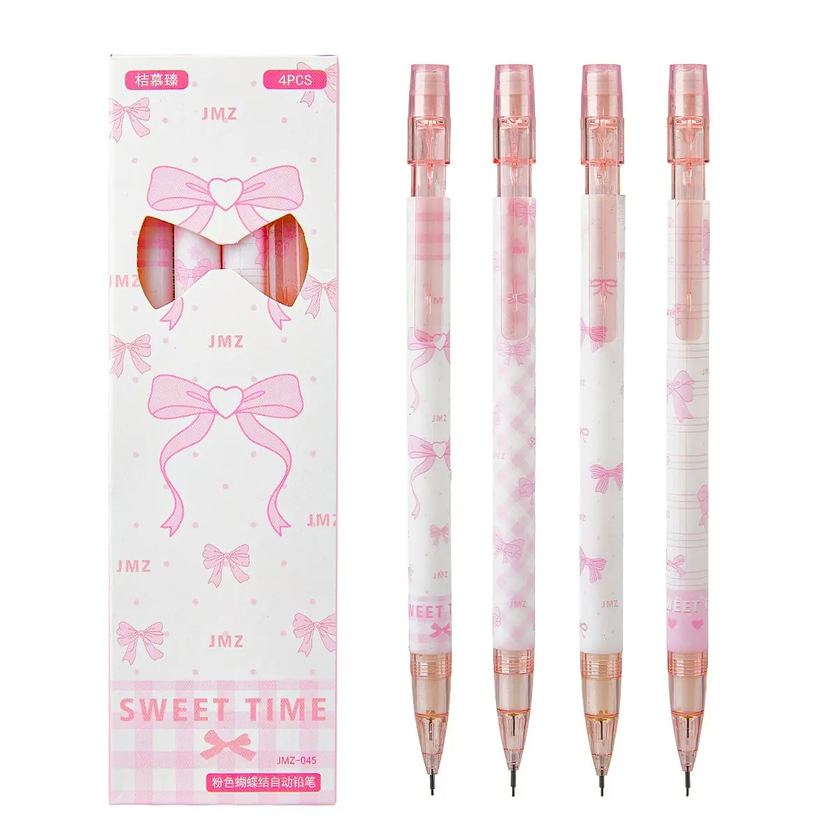 4pcs Bow Mechanical Pencil Set 0.5mm, Cute Kawaii Retractable Pencil, School Office Supplies, Smooth Writing, Perfect for Students and Professionals