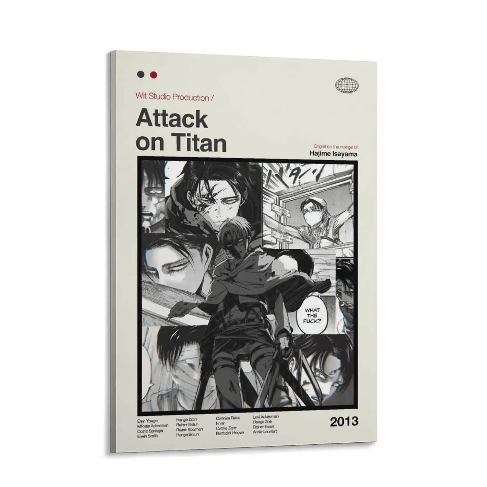 Attack on Titan Levi Ackerman Artistic Black & White Manga Collage Canvas Wall Art Print - Unframed/Frame Home Decor, Vivid Colors Gift for Anime Fans, Available in 08×12inch(20×30cm), 12" x 18" Sizes