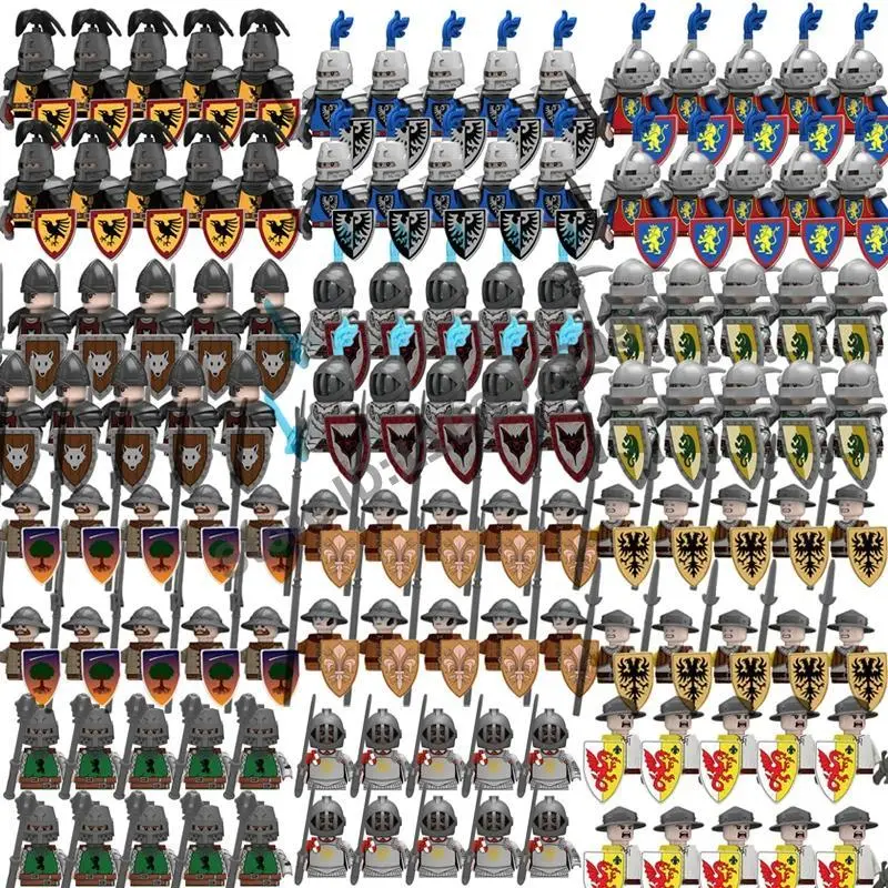 Medieval Brick Castle & Figurine Set - Knights Templar, Roman Infantry, Crusaders, Spartan Soldier Figures - DIY Developmental Learning Toy for Kids, Christmas Gifts, New Year Gifts