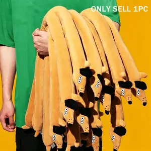 Dog Toy Plush Long Strip Realistic Sausage Dog Pulling Sound Doll, Pet Accessories, Interactive Plaything for Dogs, Fun & Durable Design