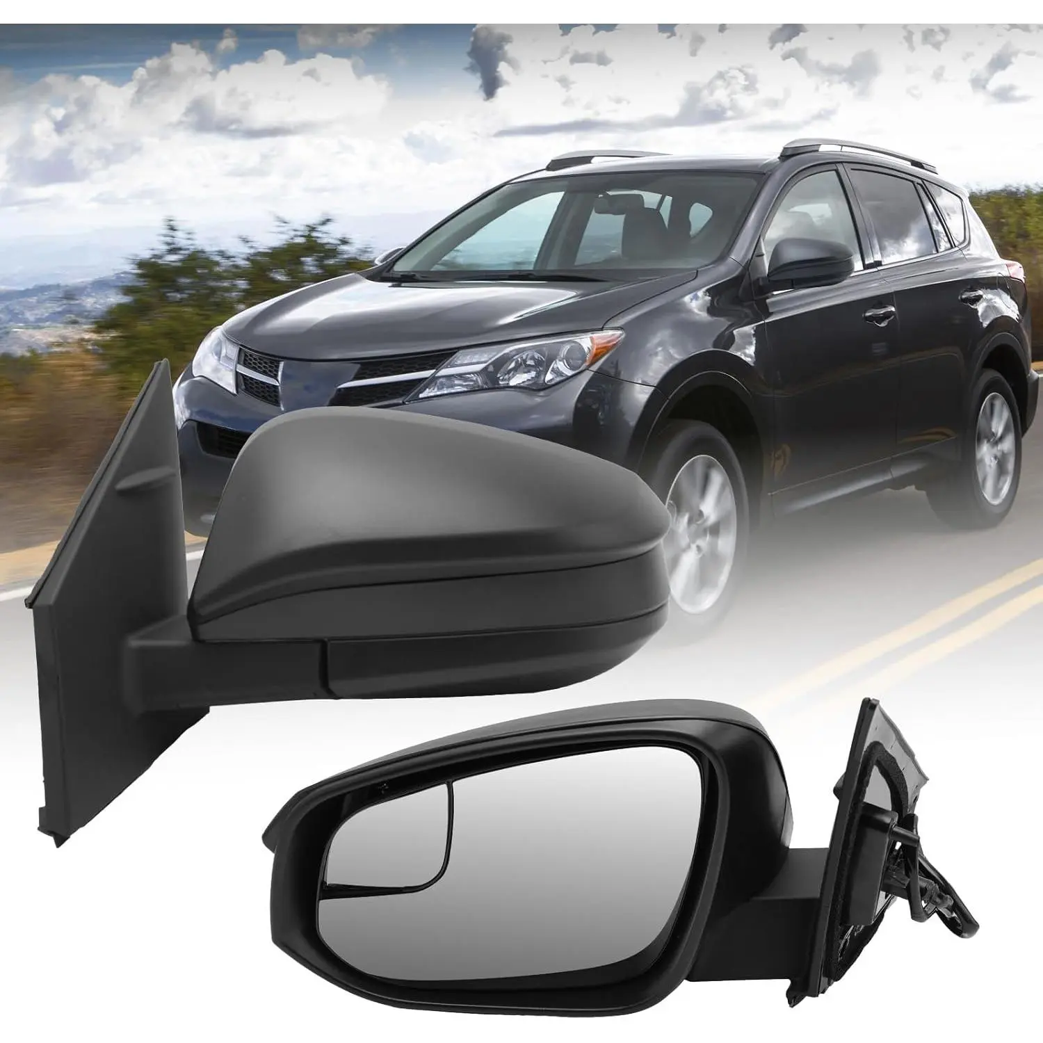 Left Driver Side Mirror Compatible with Toyota RAV4 2016 2017 2018 Door Mirrors Power Glass Manual Folding Non-Heated