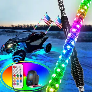 Nilight 2-Pack 6ft RGB Spiral LED Whip Lights - RGB Colorful LED Lighted Antennas with RF Remote Control, Spring Mount - Off-Road Compatible for Off Road Vehicles, Trucks Led Strip Led Outdoor Waterproof Led Lit