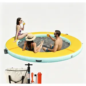 [Summergarden][Fathersdaygift]  Hexagon/Circle/Triangle 8FT/10FT/12FT Inflatable Water Hammock for Adults, Fun for Toddler & Kids Ages 3+, Floating Raft Dock Platform with Mesh, Heavy Duty Water Float Dock for Lake Beach Party