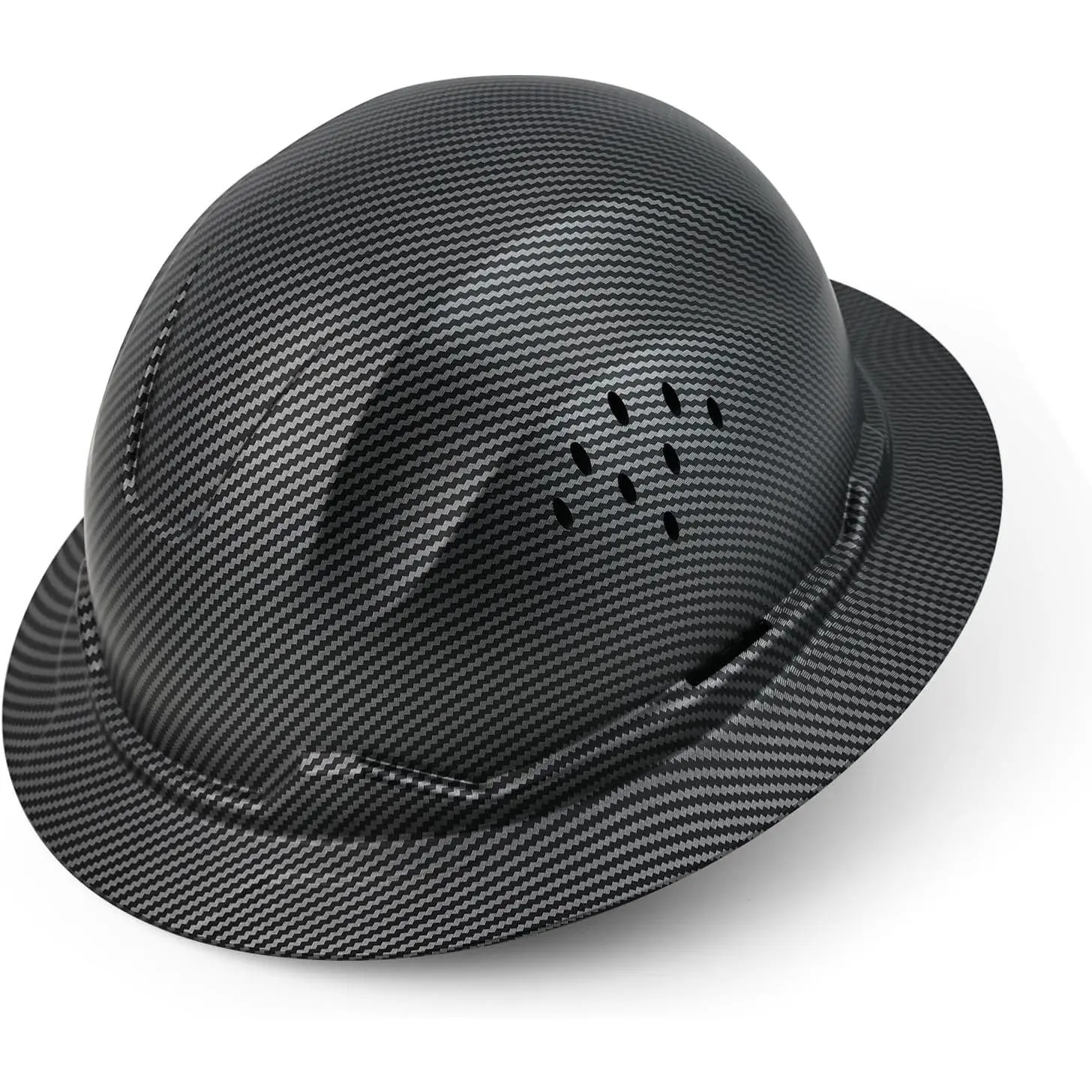 Ventilated Full Brim Hard Hat with 6-Point Suspension, Lightweight Rainproof HDPE Shell with Adjustable Ratchet and Universal Accessory Slots, 6-Point Fit