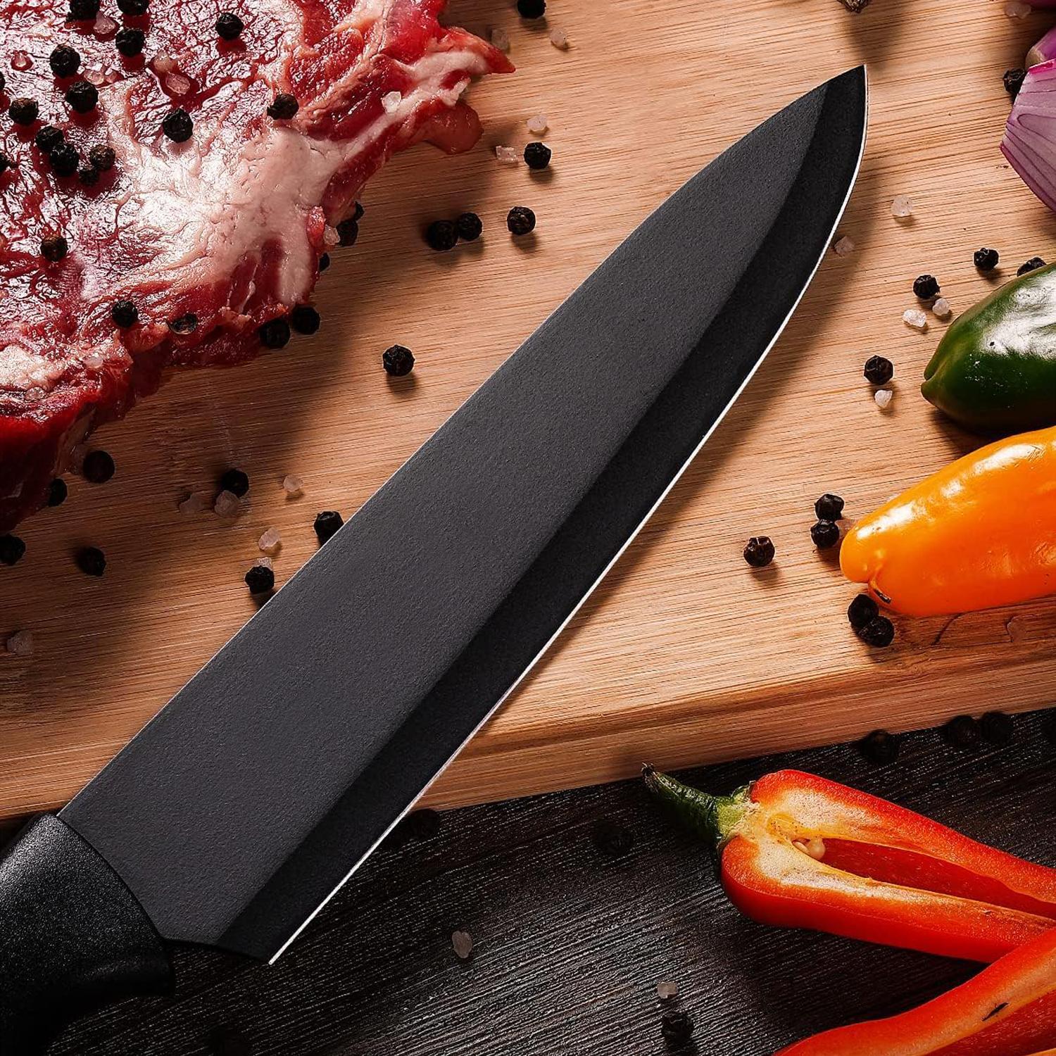 Kitchen Knife Set with Sharpener, 14pcs/set High Carbon Stainless Steel Cutting Knife Block Set with Ergonomic Handles, Knife Sets for Home Use Utensils