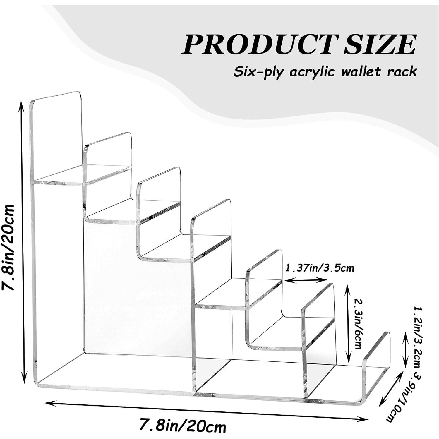 Wallet Display Stand Purse Handbag Organizer, Clear  Riser Display Stand Purse Display Rack,  Display Shelf for  Perfume  Sunglasses Handbag (2 PCS-6 Tier)