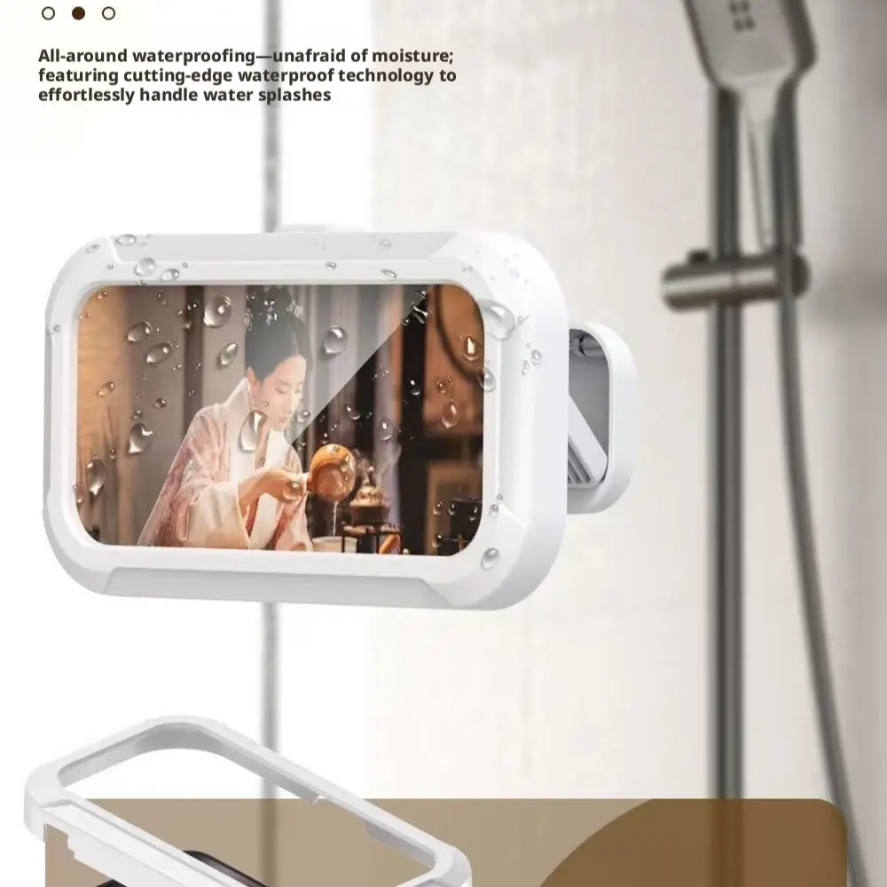 Waterproof Rotatable Phone Holder for Bathroom, Extendable Multi-Function Phone Box, Wall-Mounted for Kitchen, Fits Phones Up to 6.8 Inches