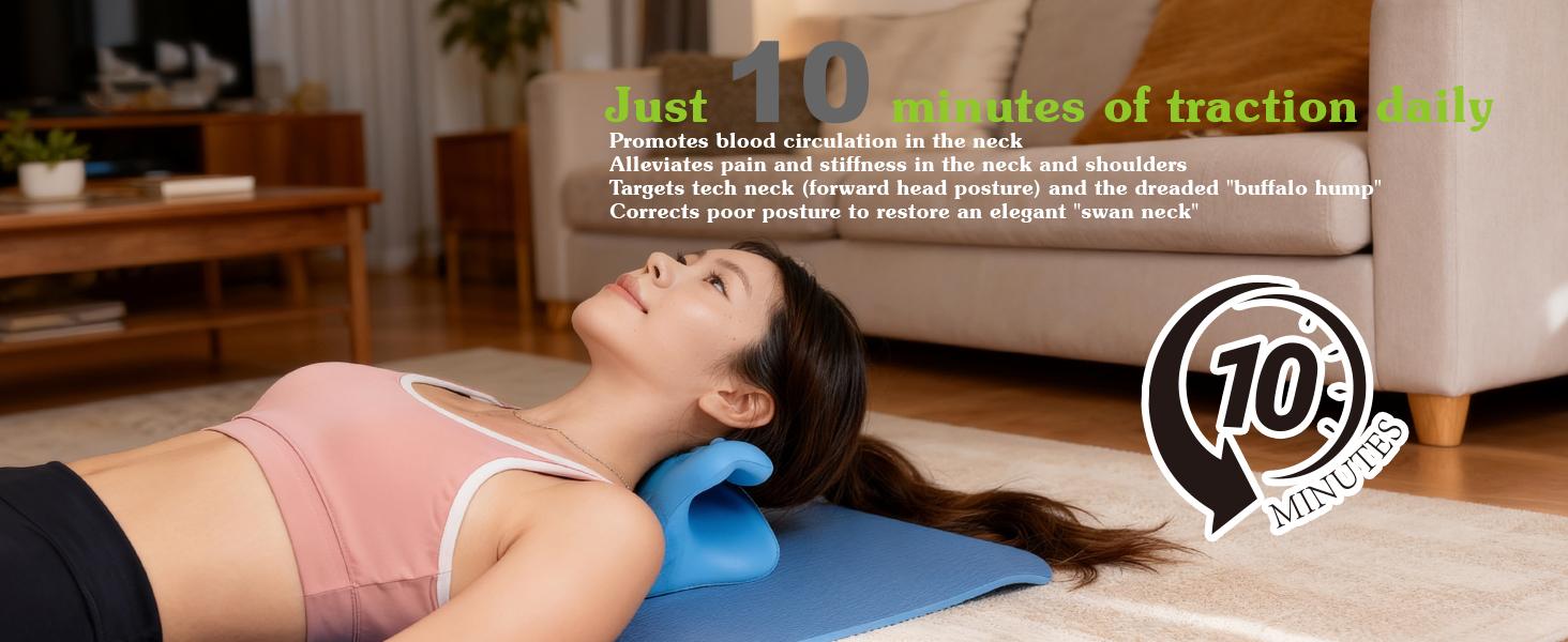 Neck Stretcher Cervical Traction Pillow with Acupressure, Neck and Shoulder Relaxer for TMJ Pain Relief, C-Arch Chiropractic Pillow, Spine and Neck Corrector