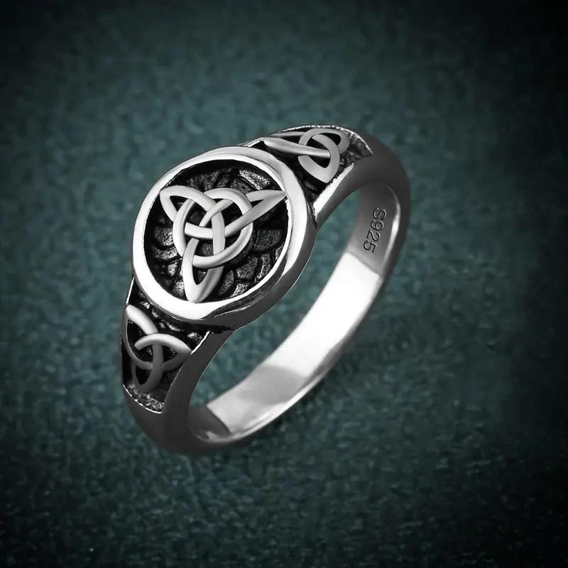 Vintage Knot Trinity Ring European American Witch Amulet Inlaid Crystal Design Stackable Bridal Jewelry