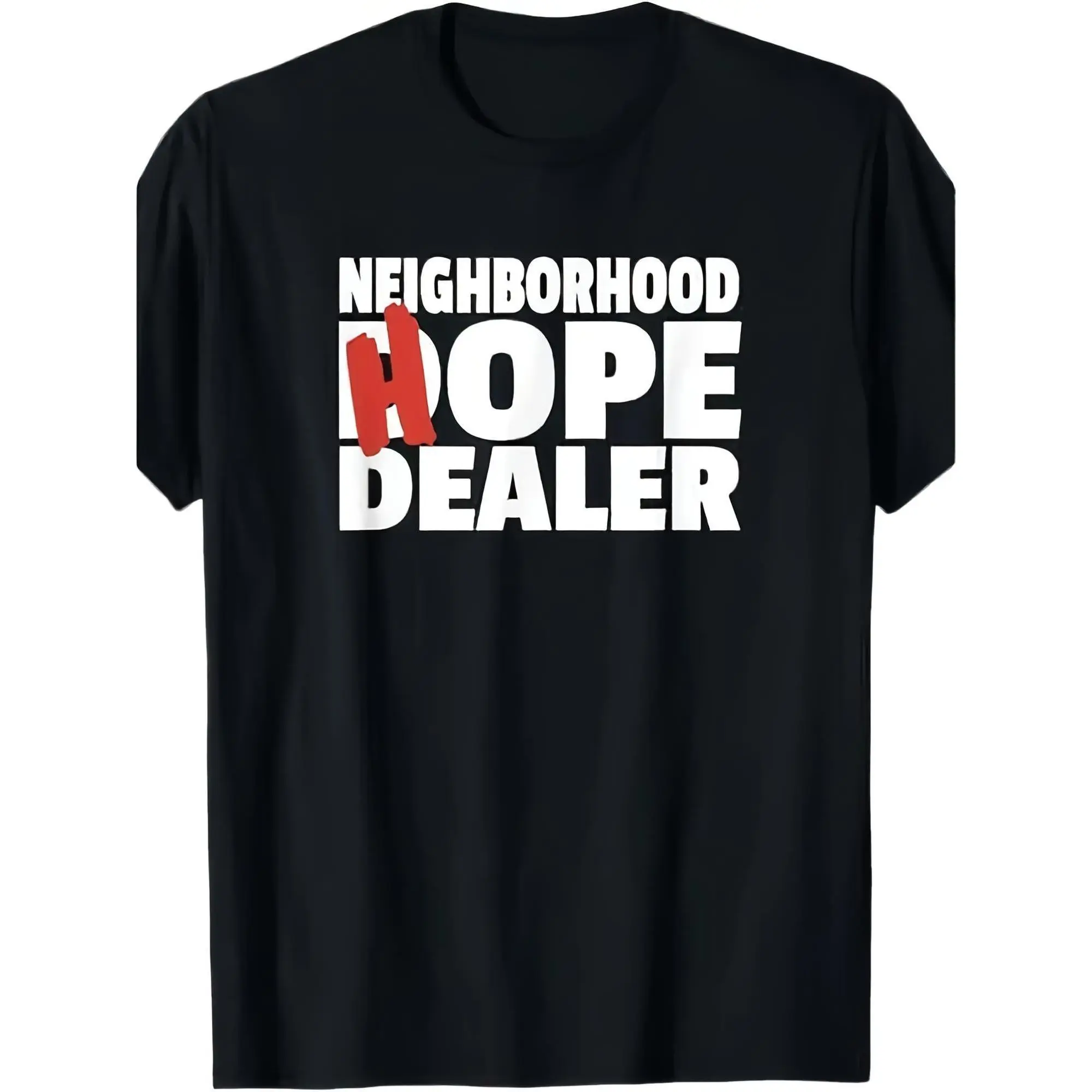 Men's Community Hope Promoter Graphic TShirt Black Shirt with White and Red Design, Heavyweight Loose Fit AA/NA Recovery Style, Daily Casual Support Top, Washable, Comfortable Fabric, Crew Neck Design, Urban Street Style, Breathable P