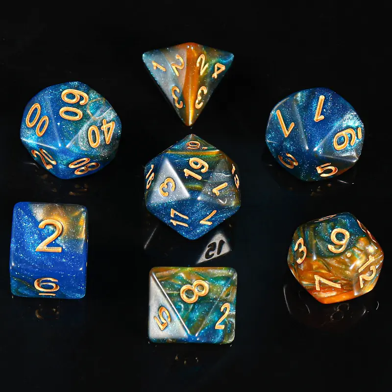 New Starry Multi-Sided Dice Set, Polyhedral Number Dice for Tabletop RPG, 4/6/8/10/12/20 Sided DND Dice, Board Game Accessory Props