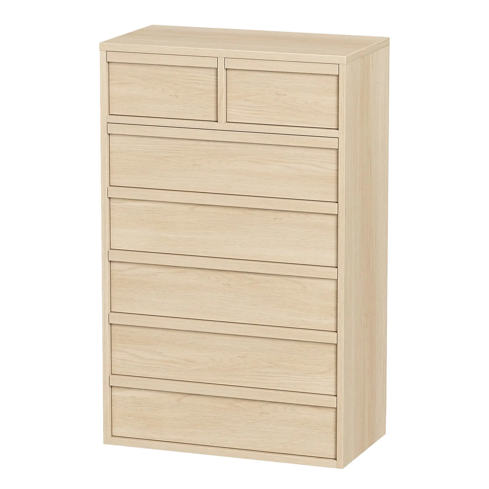 GARVEE7 Drawer Dresser for Bedroom, 46" Tall Modern 7 Chest of Drawers with Large Storage Space, Wooden Dresser Organizer for Living Room, Nursery, Entryway - Natural