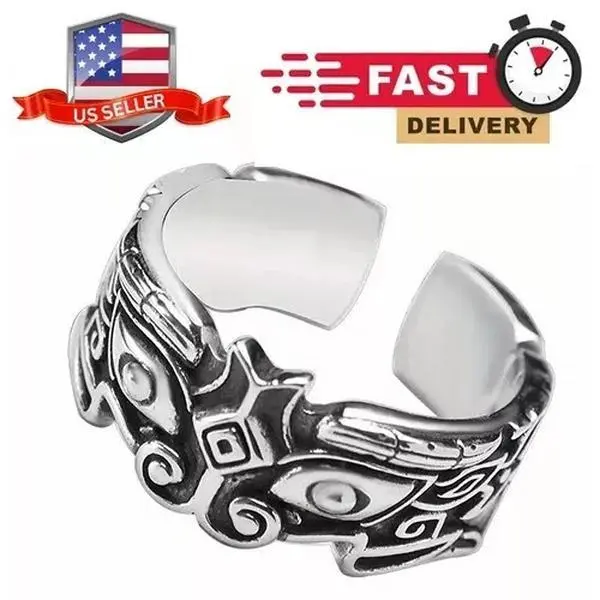 Silver Dominant Beast Face Rings Adjustable Finger Rings For Men Women