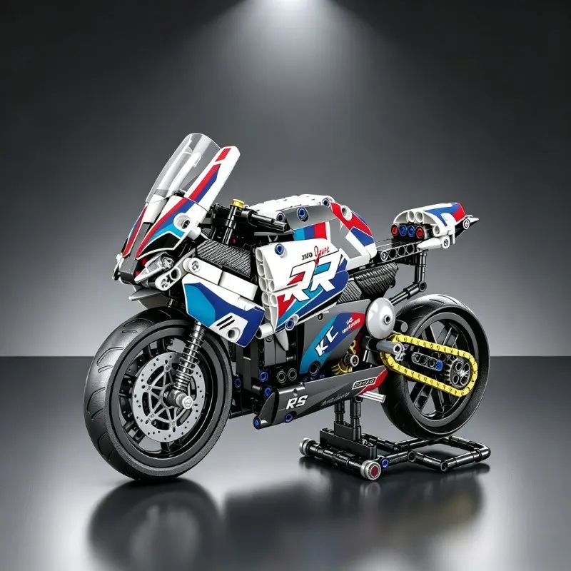 Mechanical Racing Motorcycle Building Blocks Model, 3D Puzzle Craft Kit, Desktop Collection Display Ornament, DIY Assembly Toy