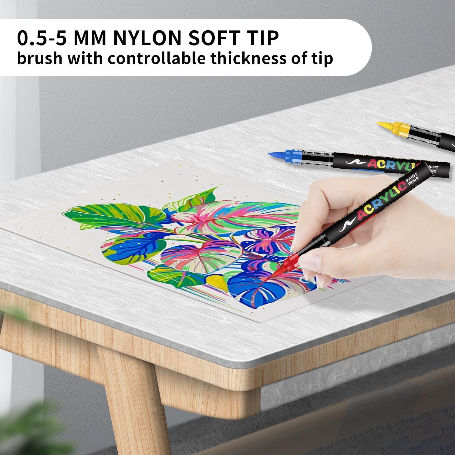 Acrylic Paint Pen Set, 60pcs/set Waterproof & High Saturation Acrylic Paint Marker Pen, DIY Art Supplies for Wood, metallic, Plastic, Canvas, Fabric, Glass, Ceramic