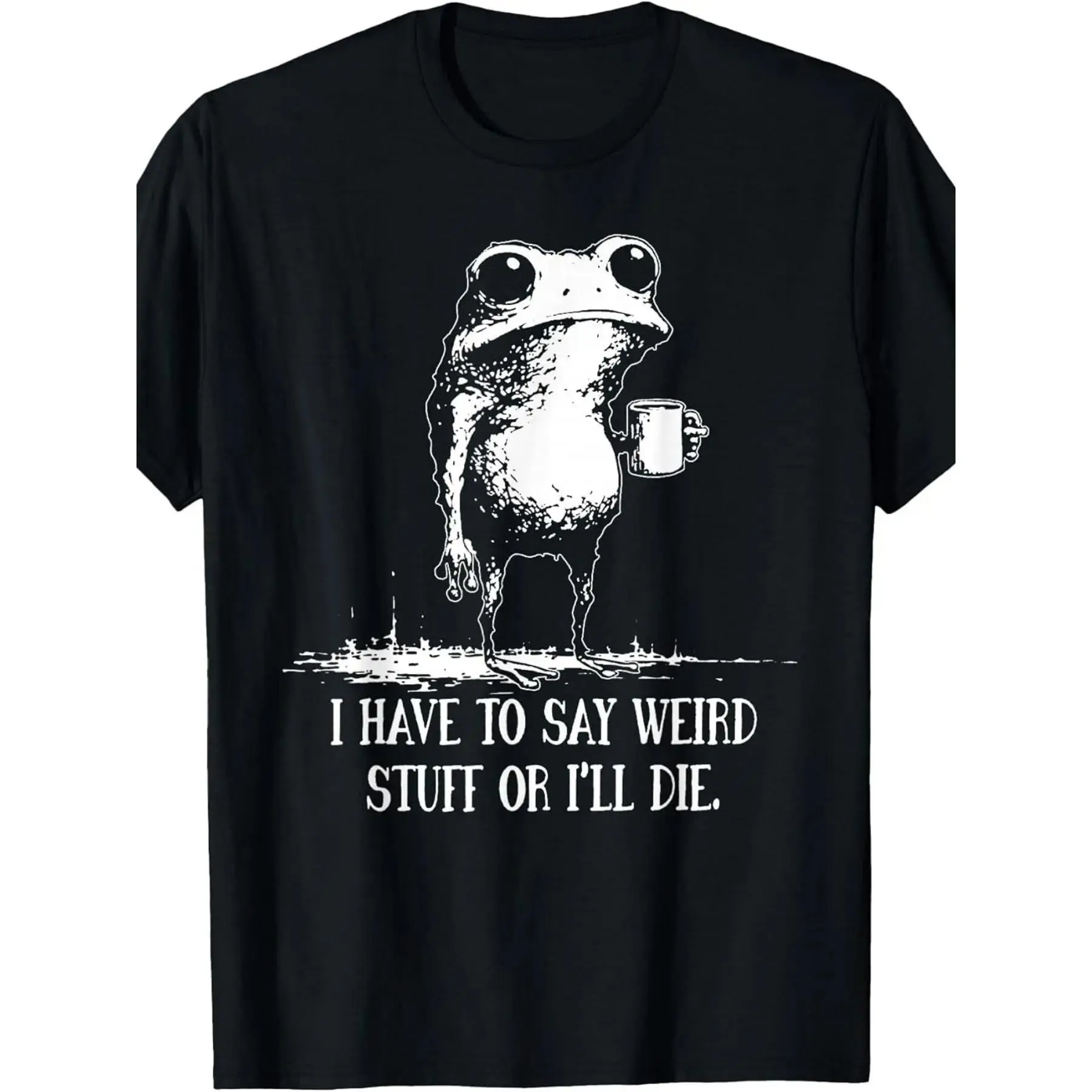 Funny Sarcastic Frog Meme T-Shirt, Casual Graphic Print Streetwear for Adults, Soft Breathable Shortsleeve Round Neck, Tshirt, Meme Shirts, Funny Graphic Tee, Quirky Gifts, Printed Frog, Clothes, Soft Fabric, Menswear, Men's T Shirts