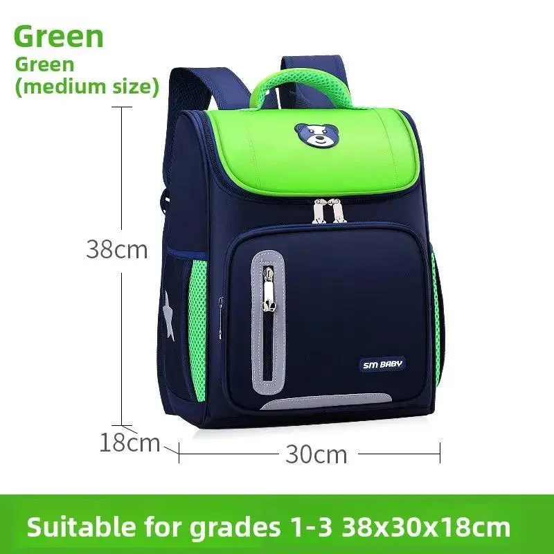 Lightweight Kids Backpack 1 3 6 Grade Spine Protection Reflective Space School Bag for Elementary Students
