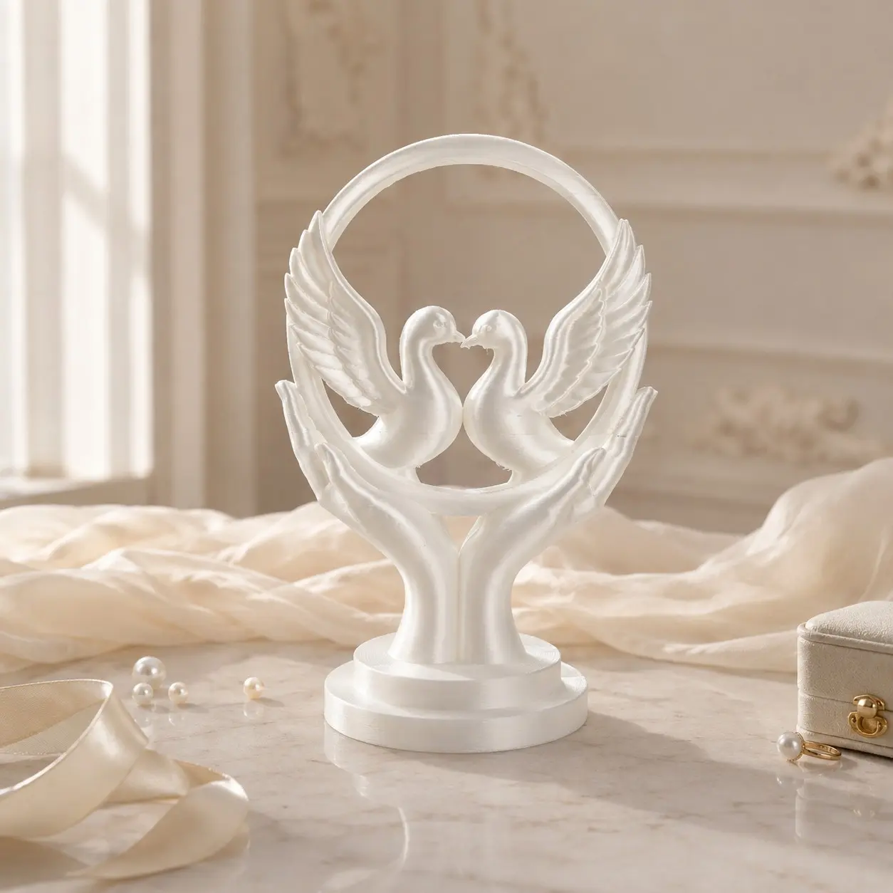 Twin Pigeon Love Guardian Decorative Figurine, Romantic Couple Bird Statue, Ideal for Home & Wedding Décor, Perfect Gift, Modern Home Decor