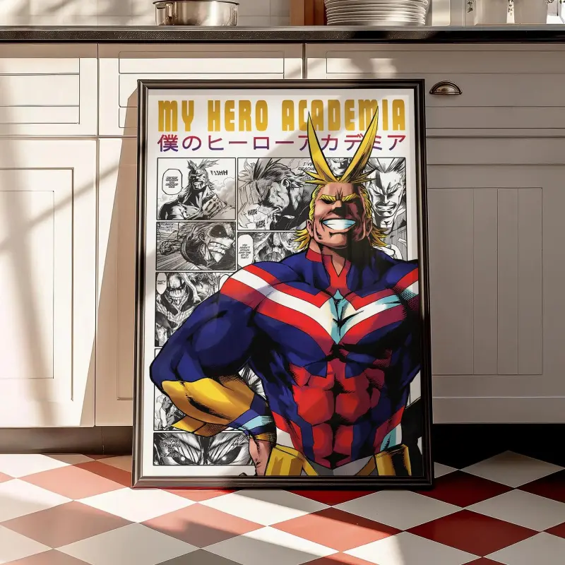 My Hero Academia All Might Toshinori Yagi Lightweight Artistic Character Poster - Otaku Style Comic Artwork, Bold Hero Wall Decoration Canvas Print for Home Kid Room, Ideal Gift
