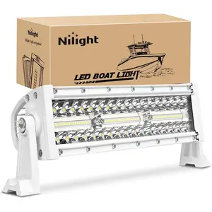 Nilight Marine LED Light Bar Navigation Lights 13.5 Inch White Spot Flood Combo Ponton Boat Deck Dock Lighting for Night Fishing T-top Stern Yacht Port Sailboat Trucks Tractors