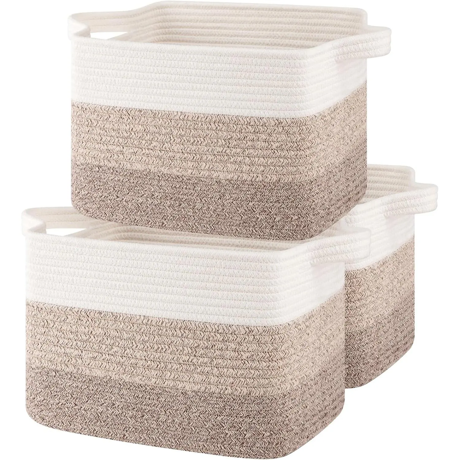 Storage Baskets for Organizing, Woven Baskets for Shelves, Rectangle Decorative Organizer for Storage Clothes, Toy, Books, Towels Nursery Bins 3 Pack (Gradient Yellow, 13"x9.85"x8.7")
