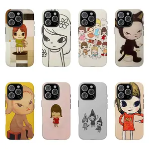 Yoshitomo Nara Art vintage tough Phone Case for iPhone 17, 16, 15, 14, 13, 12, 11 Pro Air Plus ProMax and Samsung S26-S20. High aesthetic, drop resistant, and earthquake resistant phone case.