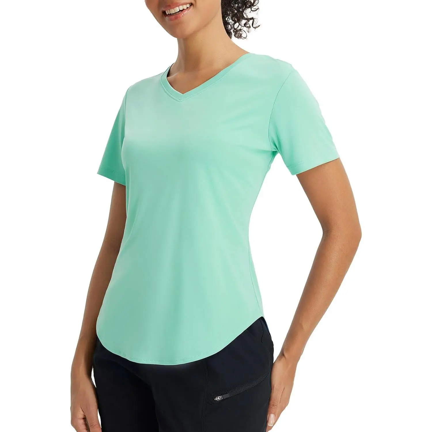 Women's Sun Shirts UPF 50+ Short Sleeve UV Protection V Neck Top Moisture Wicking Quick Dry  Hiking Workout Running
