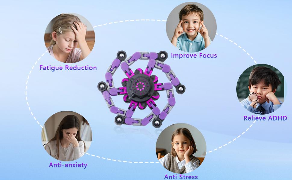 6 Pcs Transformable Fidget Spinners, Deformable Fingertip Gyro Stress Relief Sensory Toys, Easter Basket Stuffers & Party Favors, Gifts for Kids Adults Boys Girls