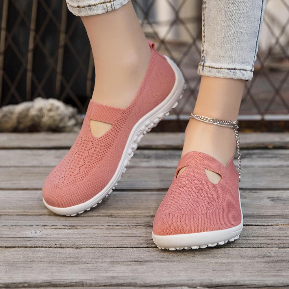 Ultra Light Women's Knit Slip On Flats Featuring Wide Toe Box Barefoot Design Zero Drop Sole and Breathable Material for Healthy Natural Foot Function
