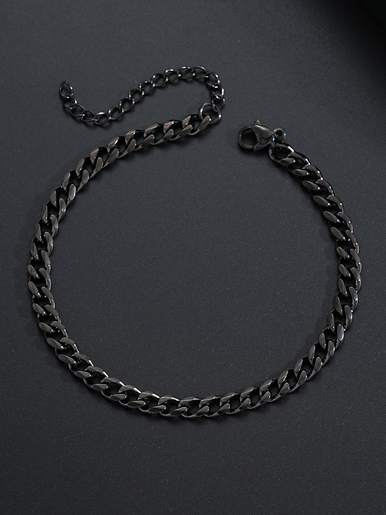 Punk Style Stainless Steel Chain Necklace & Bracelet, Casual Trendy Hip Hop Jewelry Set, Fashionable Jewelry Set Without Box, Men Jewelry