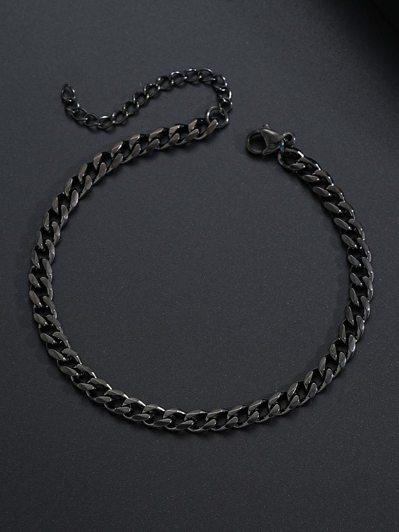 Punk Style Stainless Steel Chain Necklace & Bracelet, Casual Trendy Hip Hop Jewelry Set, Fashionable Jewelry Set Without Box, Men Jewelry