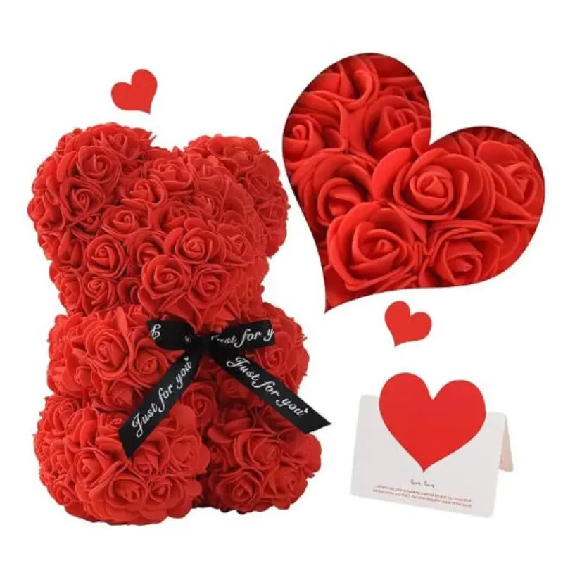 Artificial Flower Eternal Rose Cute Bear, Mother's Day Birthday Valentine's Day Gift, Artificial Room Decor, Perfect Memorial Present