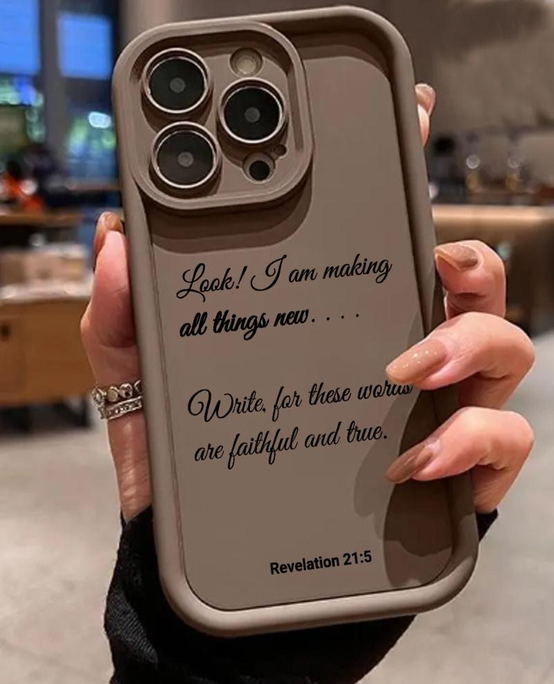 1PC Christian Revelation 21:5 All New Things Pattern Phone Case,Compatible with iPhone X/11/12/iPhone 13 Phone Case /14/15/16/17 Pro Max/Plus/Air & Samsung Galaxy,Military-grade drop protection, soft silicone, perfect gift for faith lovers.