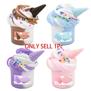 70ml Soft Scented Bicolor Butter Slime Kit with Ice Cream Cone Charms, Birthday Party for Boys Girls Gifts, Non-Sticky Slime Putty