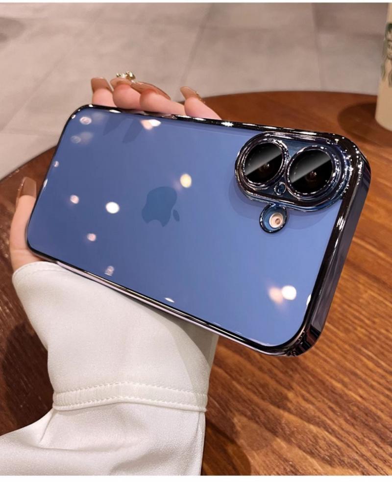 Suitable for iPhone 17/16/15/14/13/12/11 Phone Case Electroplated PC Transparent  Full Coverage Lens Shockproof Protective Cover, Dropresistant Case, Shockproof Cover, Sleek Design, Clear Phone Shell