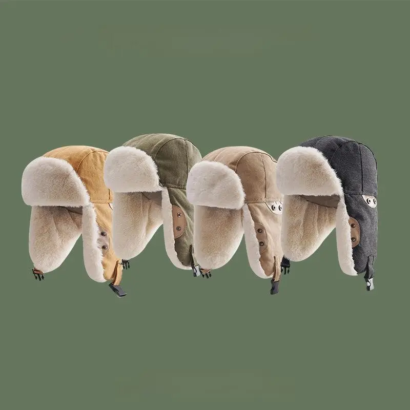 Male Fleece Thick Hats Winter Cycling Cold-Proof Earmuffs Hat Ski Cap Female Beanie Hat