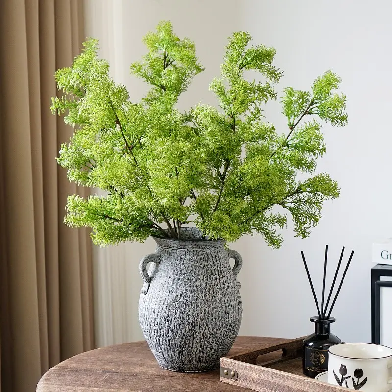 3pcs Artificial Plants, Artificial Ferns, Rosemary Stem Fake Green Plants Shrubs, Rustic Farmhouse Centerpiece Desktop Kitchen Shelf Table Centerpiece Outdoor UV Resistant Garden Plants
