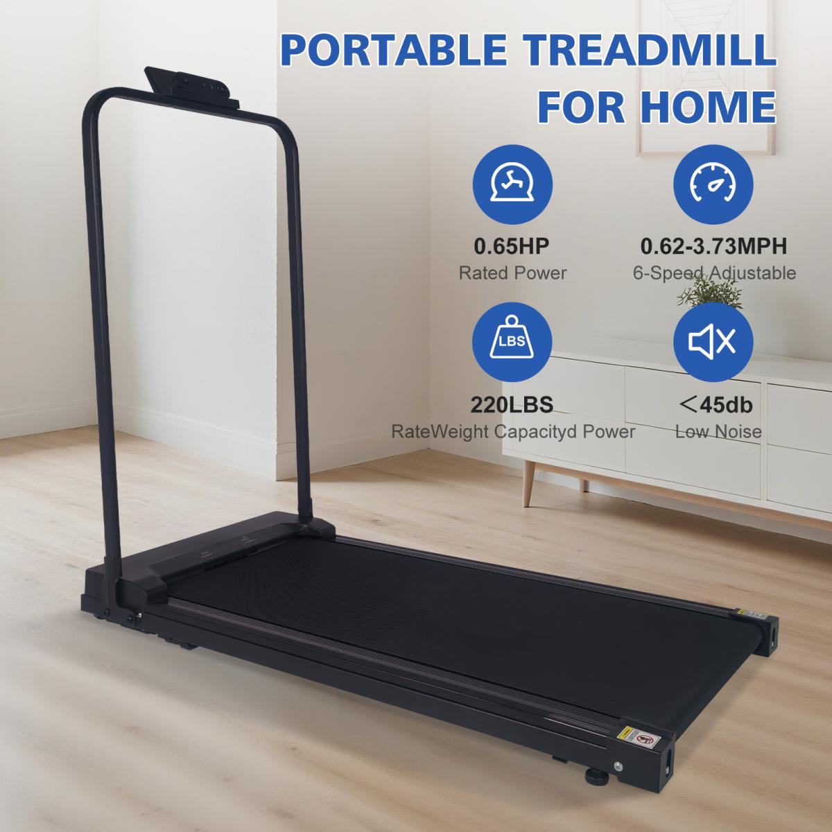 [Fahuac]Walking Pad Treadmill with Handle Bar & Adjustable Incline, Compact Under Desk Treadmill for Home Office, 0.6-3.8 MPH Remote Control, Portable Silent Walking Machine with Foldable Handrails, Space Saving