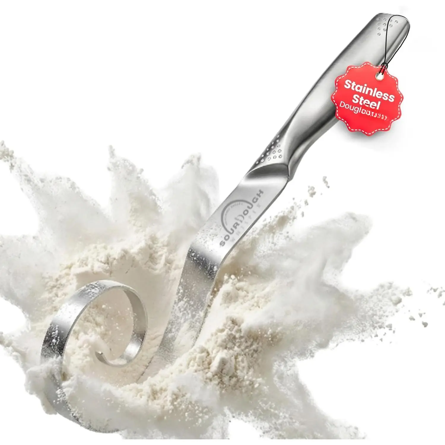 Seamless Dough Whisk, Stainless Steel Danish Dough Wisk, 9" Bread Whisk for , Cookies, Pizza, Pastry, Dishwasher Safe Dough Hook