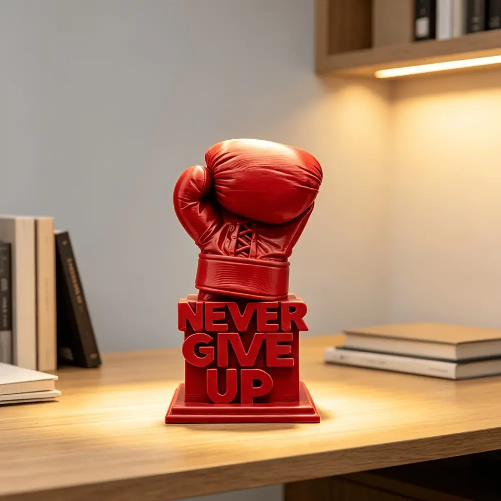 Motivational Boxing Glove Sculpture, Statue, Ornaments for Home Office Gym Desk Shelf, Enhances Focus and Willpower, Sports Decorative Item