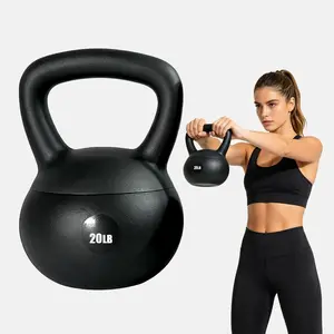 Beginner Anti-Impact Soft Vinyl Kettlebell 10 15 20 LB, Shock Absorbing Non-Slip Non-Scratch Kettle Bell for Women Full Body Strength