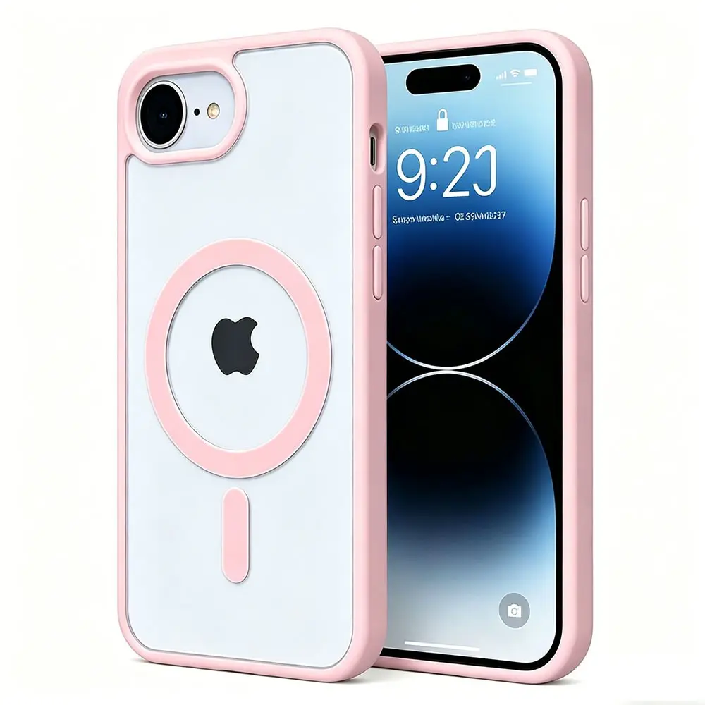 luxury Transparent Pink  Magnetic for iPhone  7 8 SE2 SE3 7Plus 8Plus  Wireless Charging Protective Case Hard Acrylic Cover