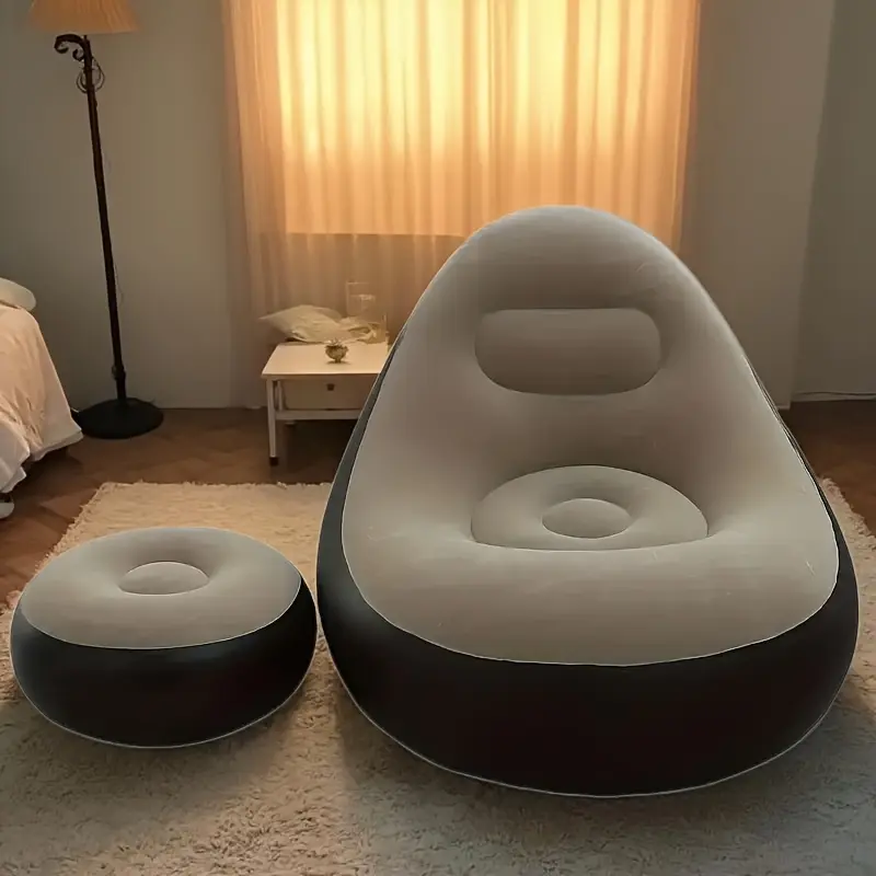 1PC Portable inflatable lazy sofa with footrest, multifunctional inflatable recliner chair, suitable for single dormitories, balconies, outdoor camping, and offices, Lazy Cloud Sofa